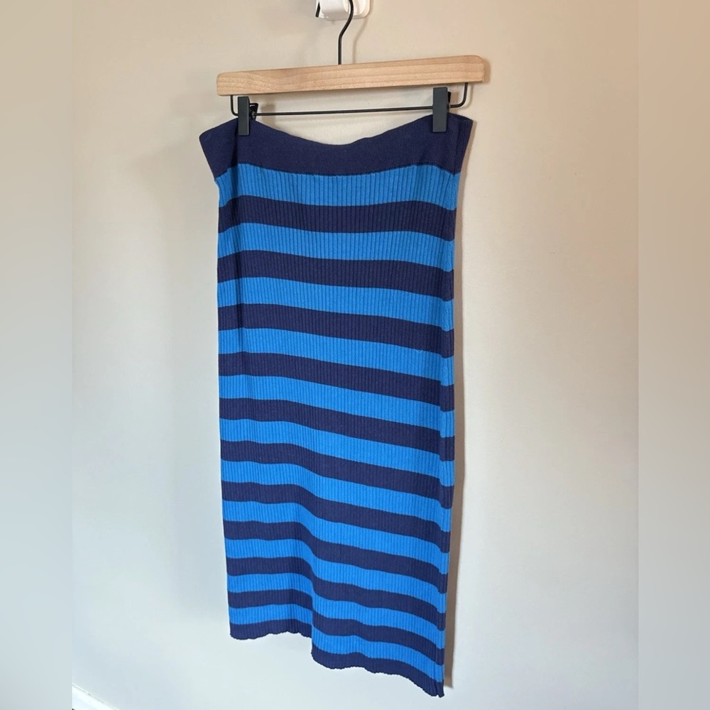 Daily Practice Anthropologie Blue Striped Skirt Knit Sweater Skirt Large
